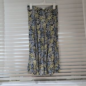 H&M Black Midi Skirt with Yellow & Light Blue Floral Print